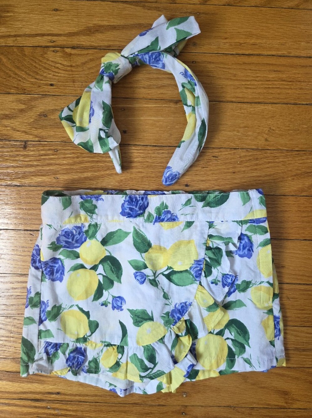 Janie and Jack Lemon Floral Ruffle Skort with Matching Headband- 2T Toddler Girl